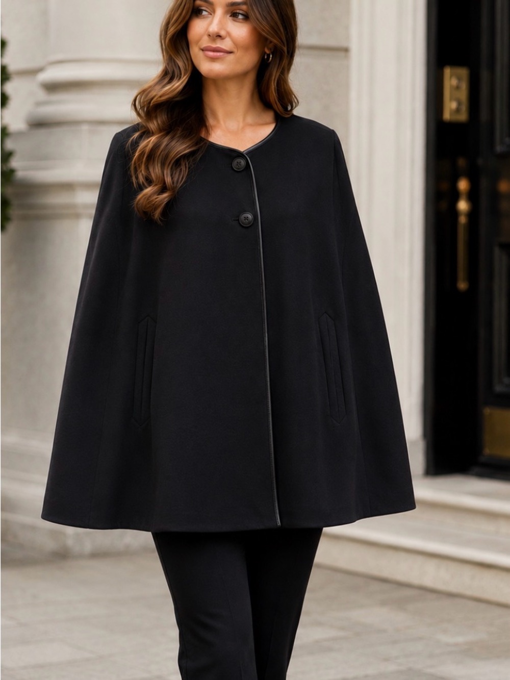 Nine West Black Cape Coat